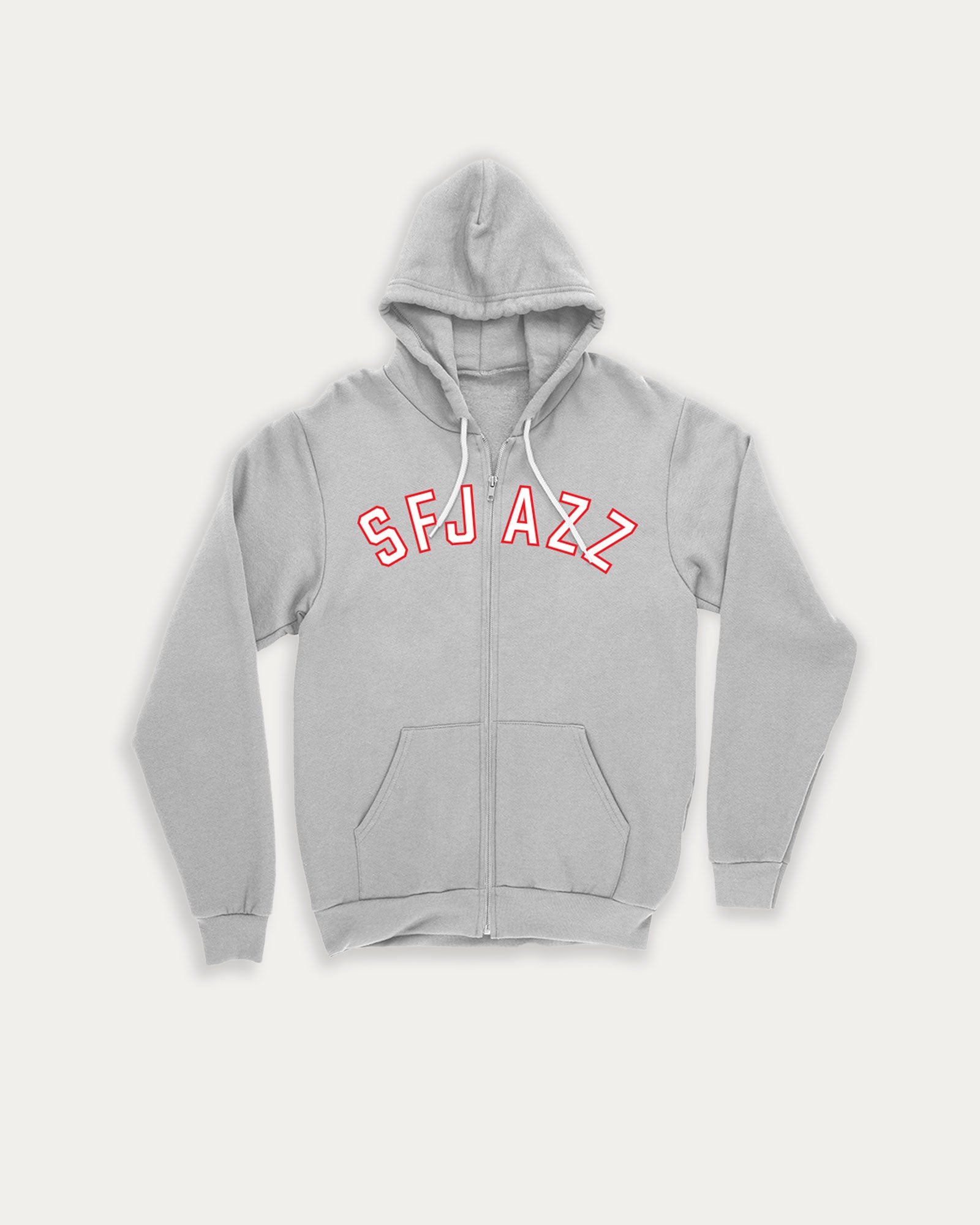 VARSITY-STYLE SFJAZZ ZIP-UP HOODIE (GREY)